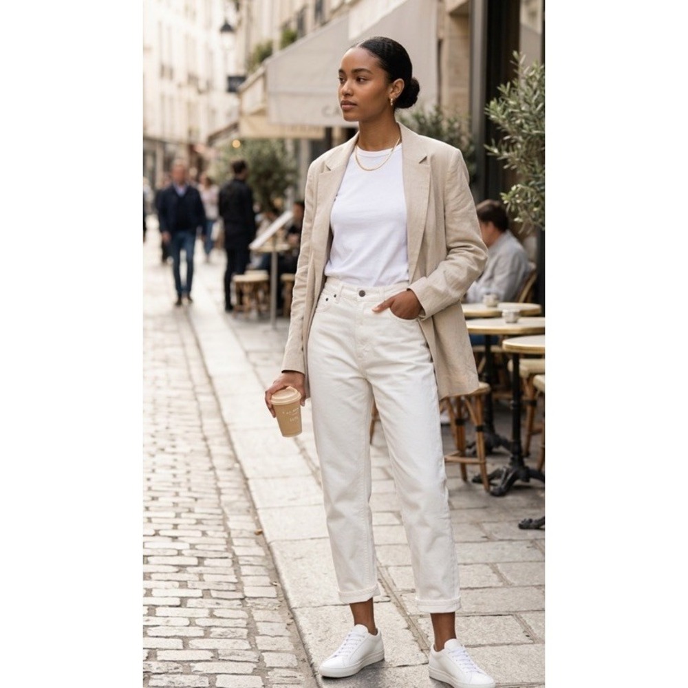 6397 Shorty Jeans White 25 High Rise Cropped Tapered Relaxed Baggy Italy New